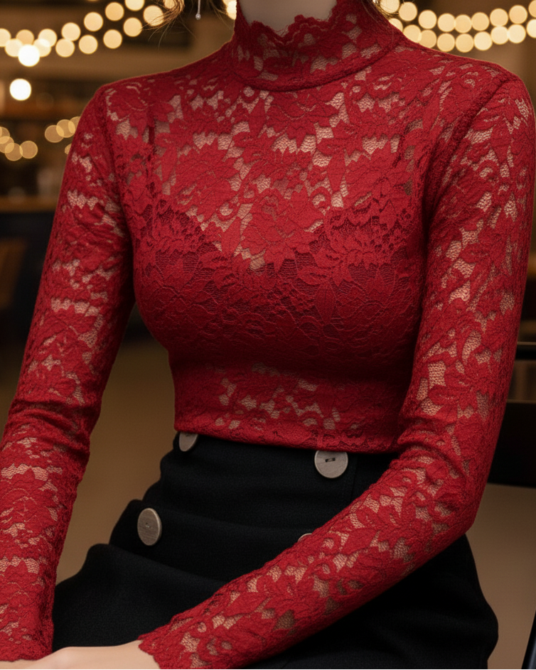 Isabelle | Floral Lace High Neck Blouse