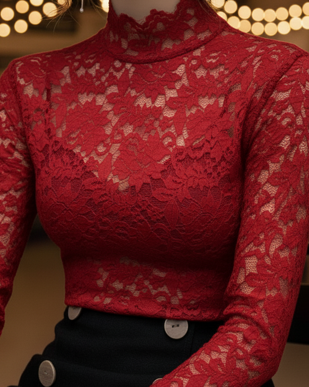 Isabelle | Floral Lace High Neck Blouse