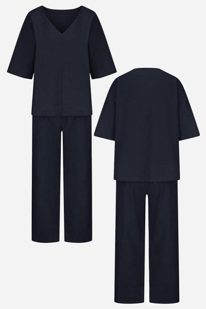Carmen | Women's V-Neck Batwing Top and Straight-Leg Pants Set