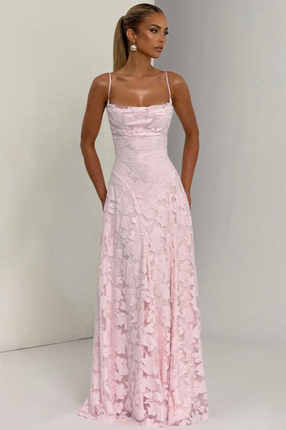 Chiffon Backless Spaghetti Strap Maxi Dress