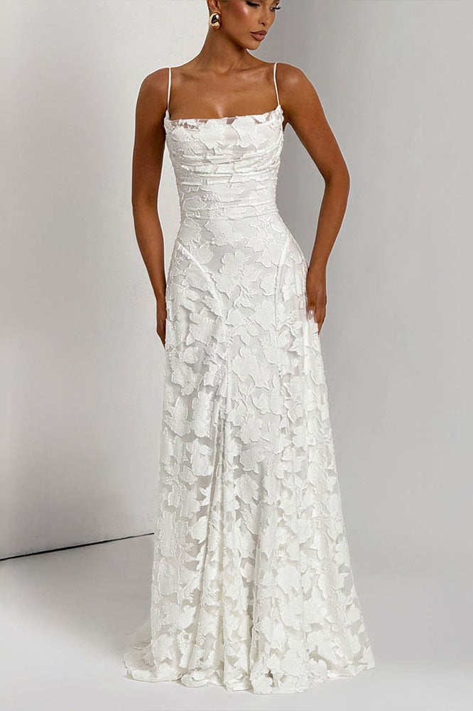 Chiffon Backless Spaghetti Strap Maxi Dress