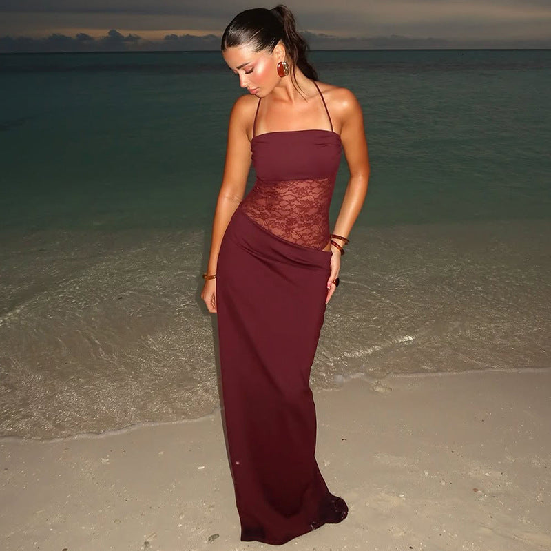 Ryann | Long Lace Dress with Elegant Floral Patterns for Women