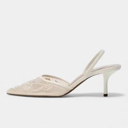 Women’s Embroidered Mesh Heels
