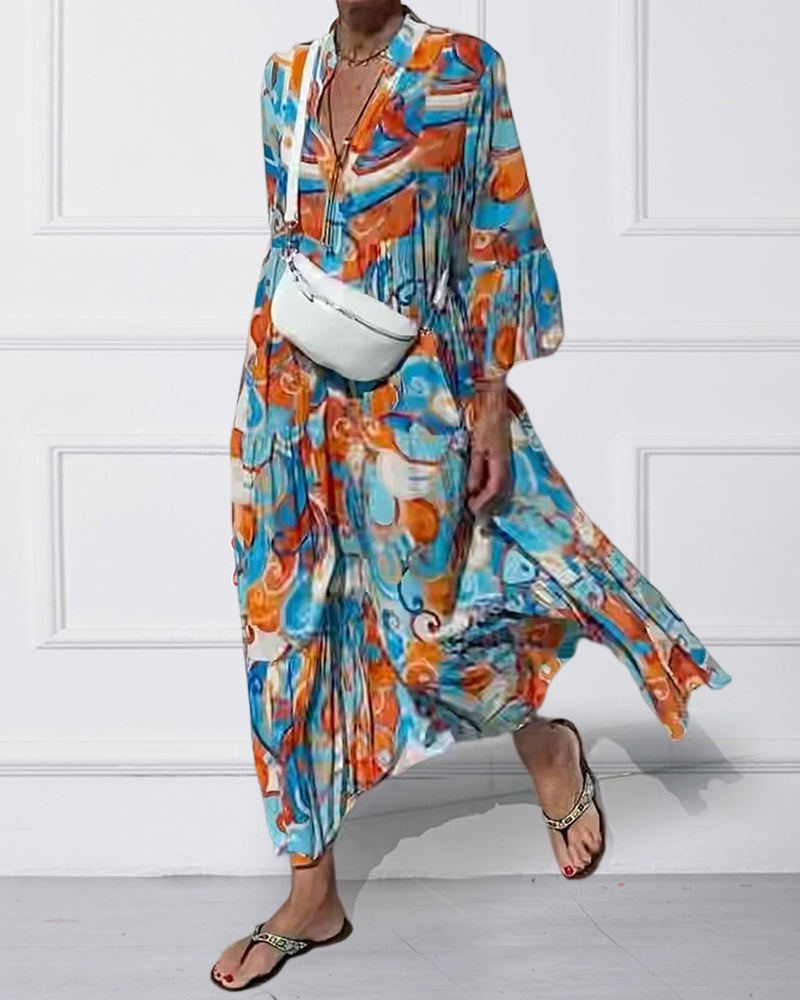 Dress with Ruffle Sleeve and V-Neck