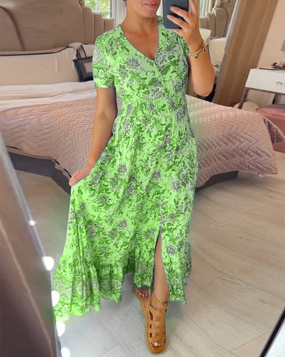 V-neck dress with floral pattern