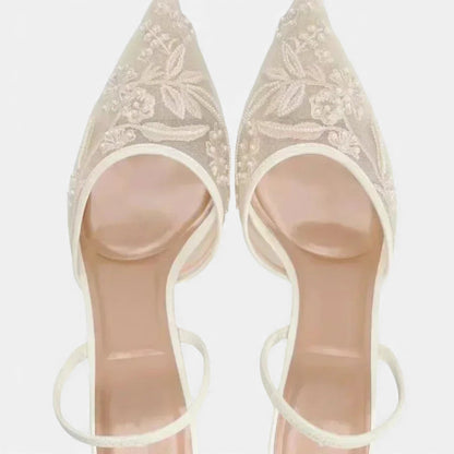 Women’s Embroidered Mesh Heels