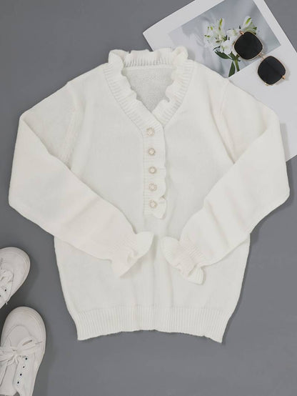Darcey | Ruffle Blouse with Decorative Buttons for Women