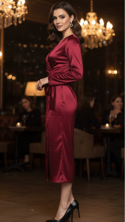 Isabelle | Burgundy Wrap Dress