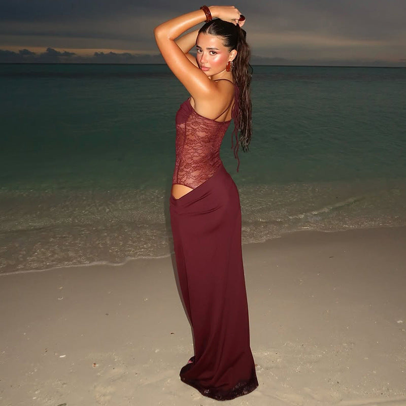 Ryann | Long Lace Dress with Elegant Floral Patterns for Women
