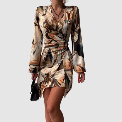 Spencer | Women's Abstract Marble Print Wrap Dress