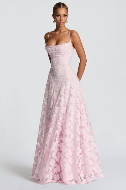 Chiffon Backless Spaghetti Strap Maxi Dress