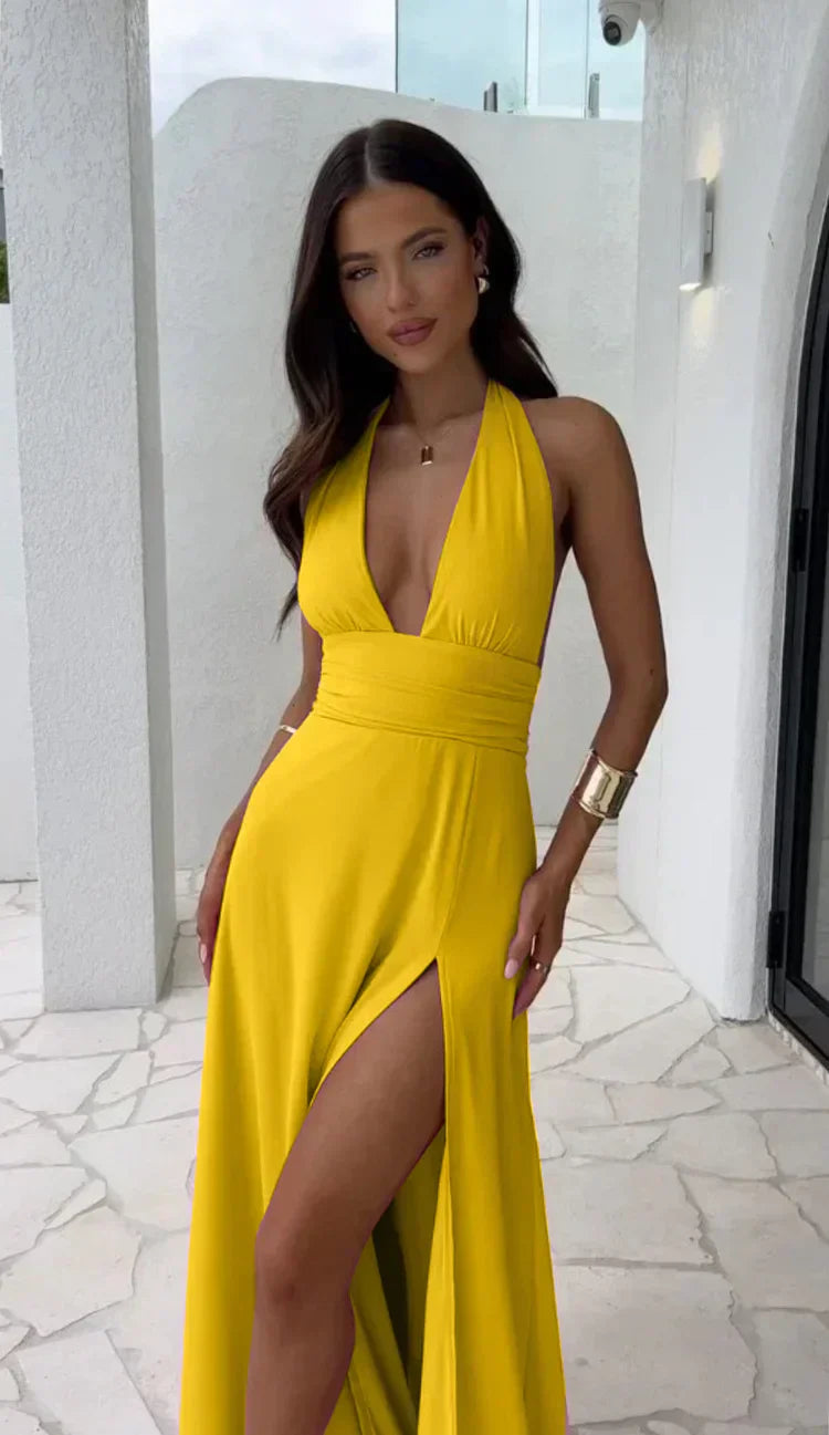 Keziah | Elegant Chiffon Maxi Halter Dress for Women