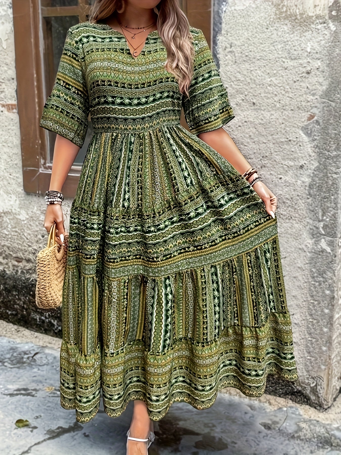 Vivienne | Women's Boho Flowy Printed Draped Dress