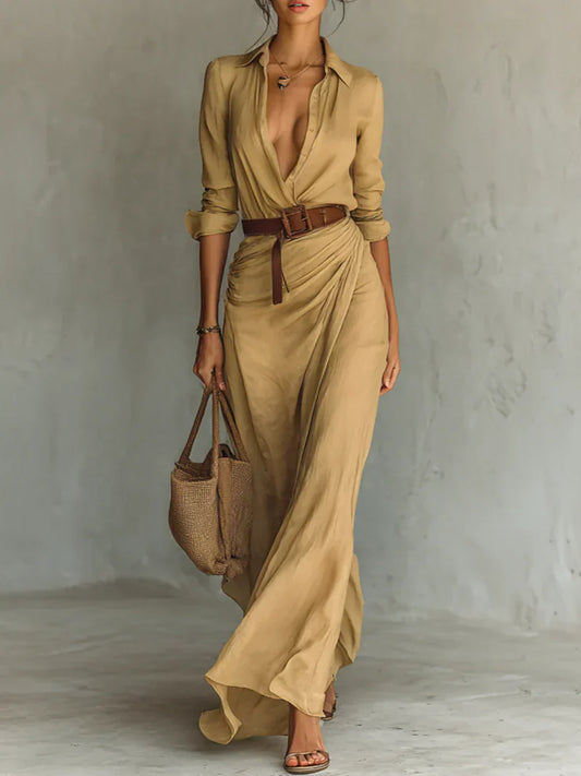 Women’s Dress | Belted Long-Sleeve Maxi