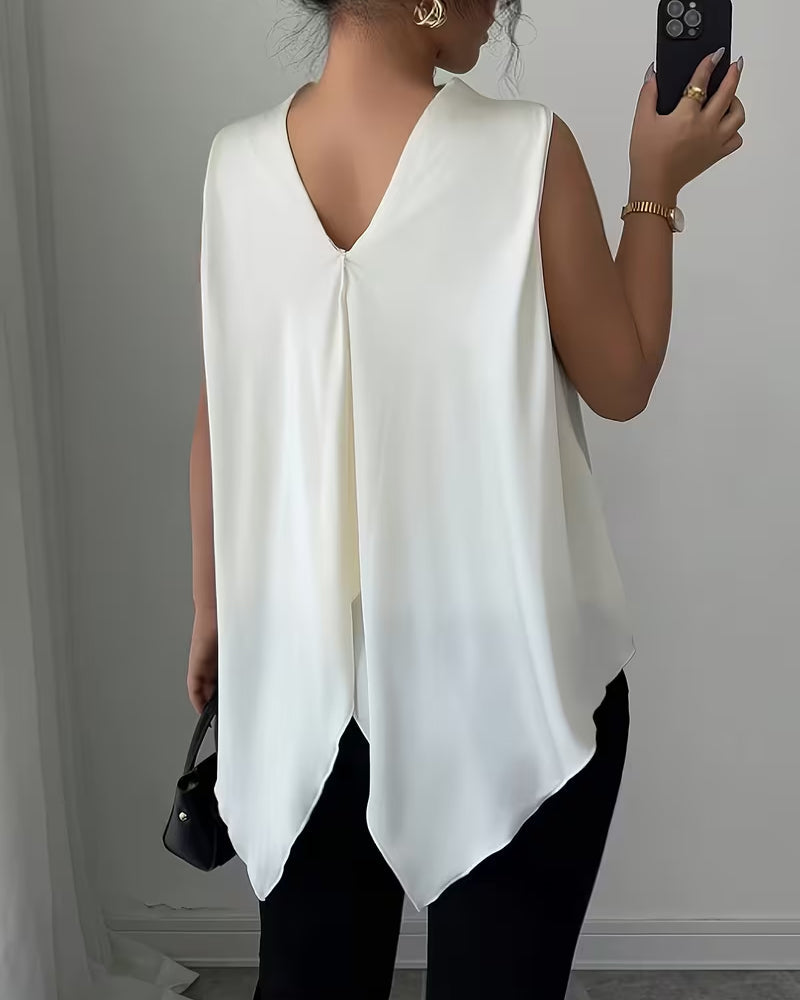 Women's Fitted Tank Top – Asymmetrical V-Back Design for Casual Wear