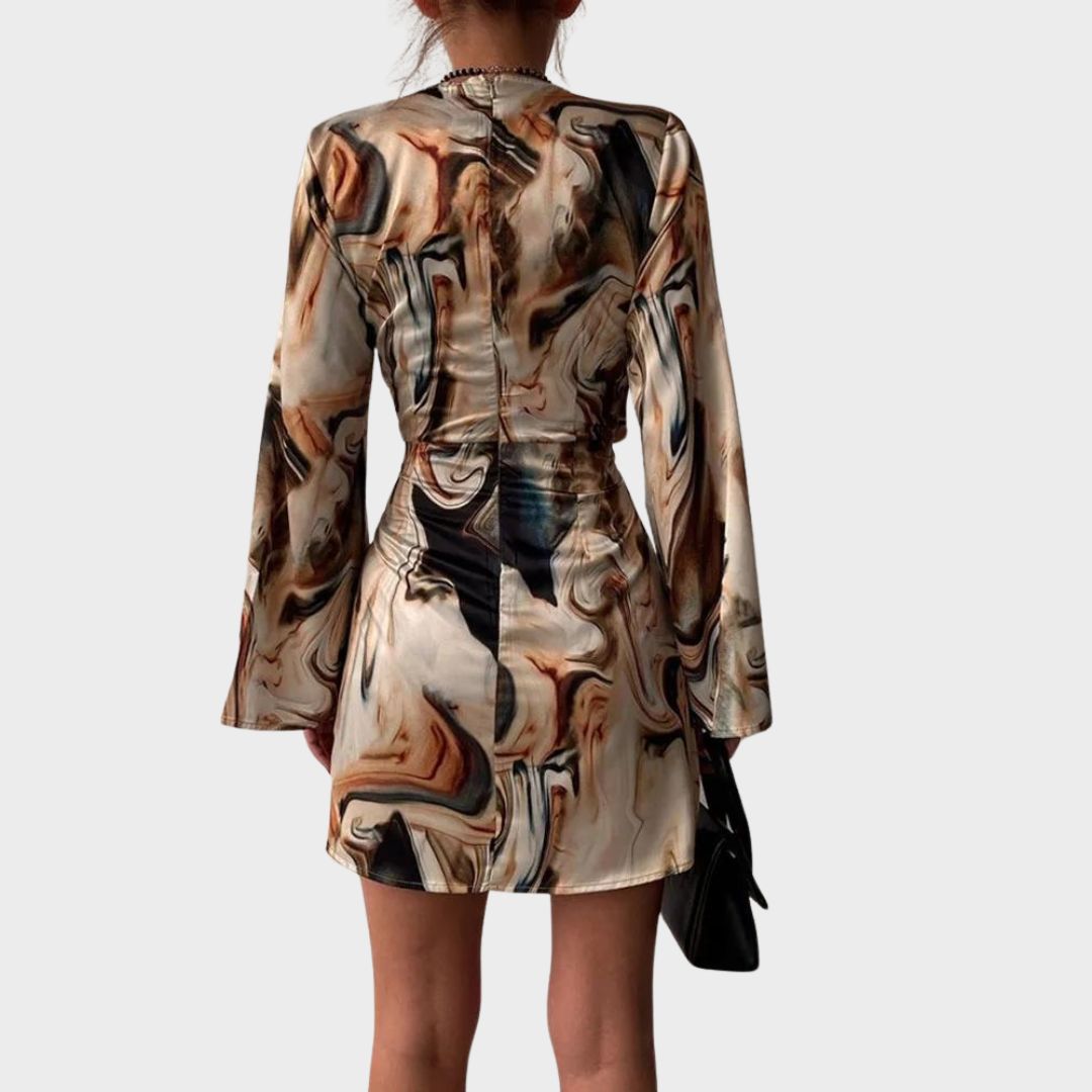 Spencer | Women's Abstract Marble Print Wrap Dress