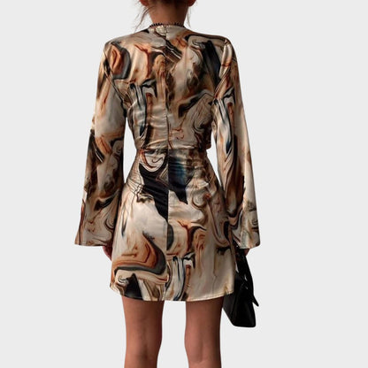 Spencer | Women's Abstract Marble Print Wrap Dress