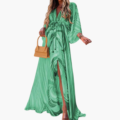 Colorful Summer Dress - Women's Maxi Dress with Floral Print