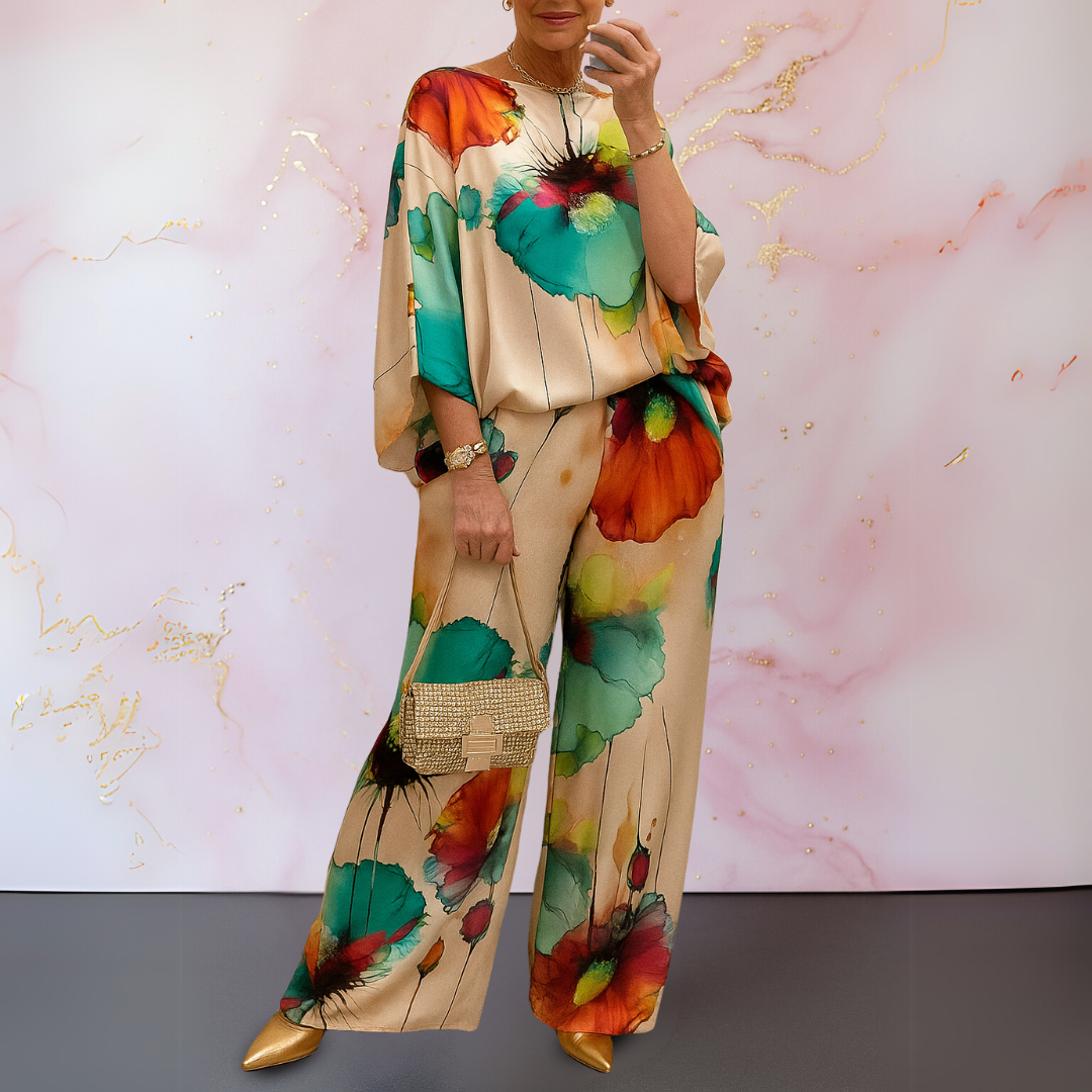 Women’s Two-Piece Set | Loose Top & Wide Leg Pants
