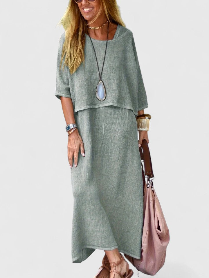Lea | Women's Two-Piece Set Maxi Dress & Short Sleeve Top