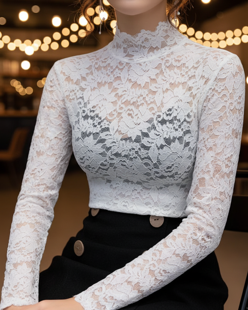 Isabelle | Floral Lace High Neck Blouse