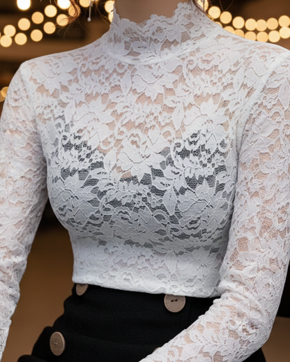 Isabelle | Floral Lace High Neck Blouse