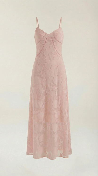 Arabelle Lace Maxi Dress — Women’s Floral Jacquard Sweetheart Strap Elegant Bridal Evening Gown