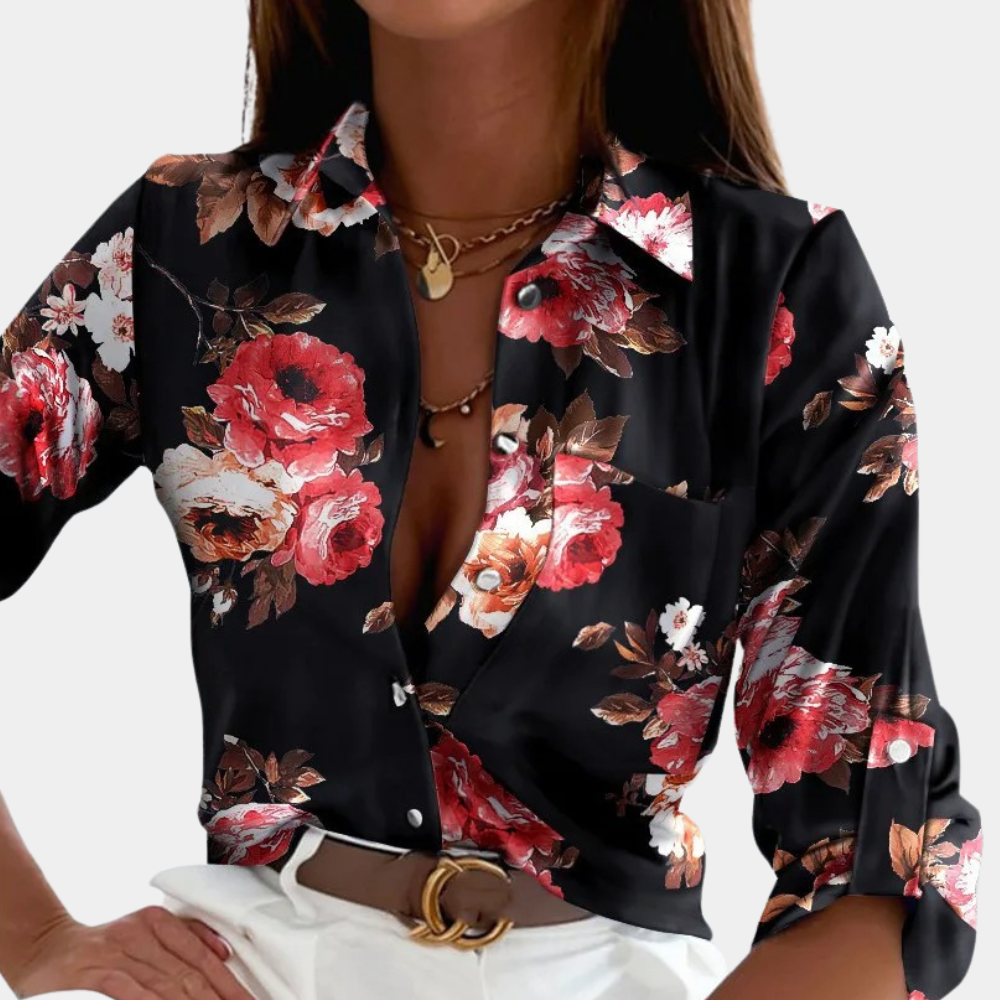 Women's Cotton Shirt Blouse Elegant Patterned for Spring Stylish Fashionable