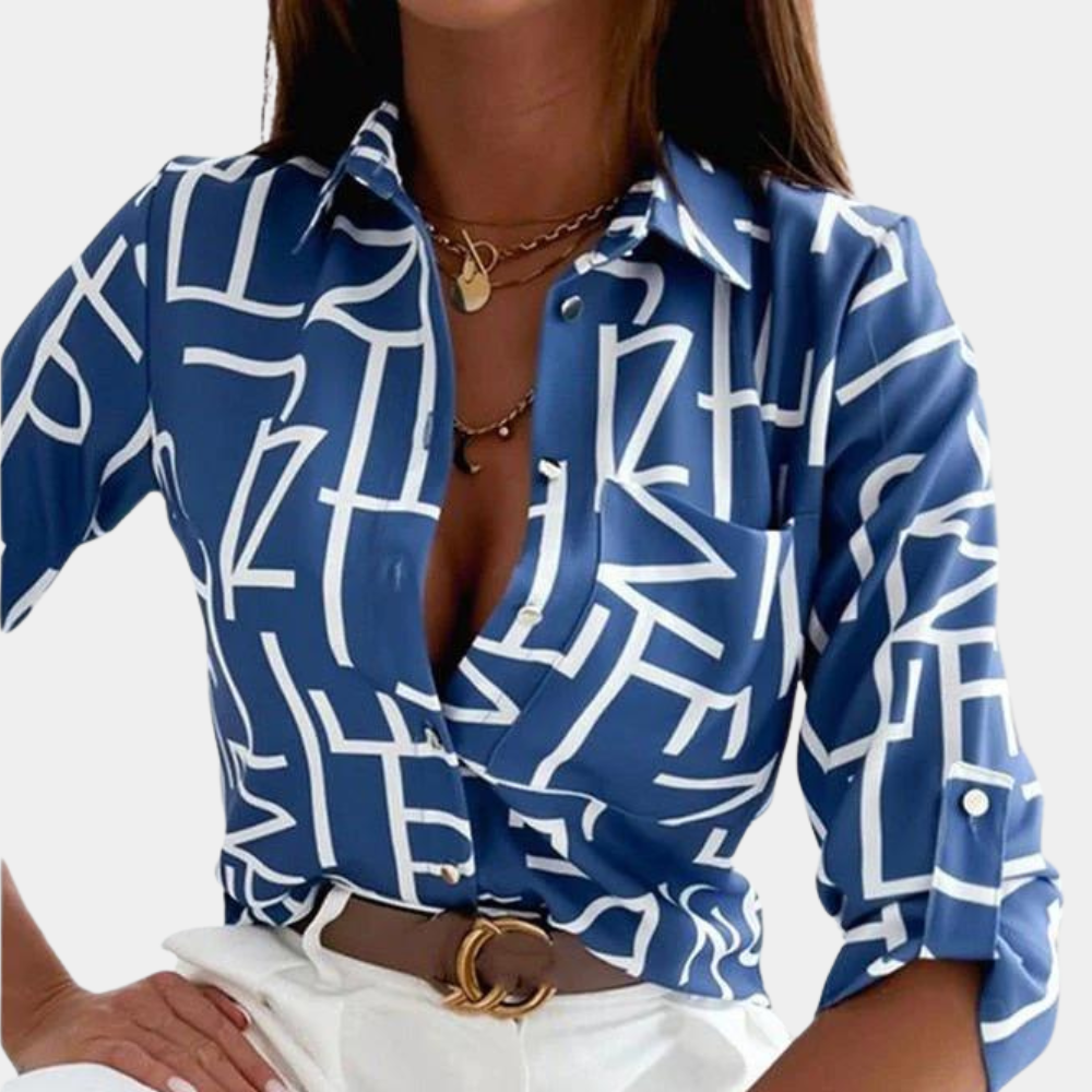 Women's Cotton Shirt Blouse Elegant Patterned for Spring Stylish Fashionable