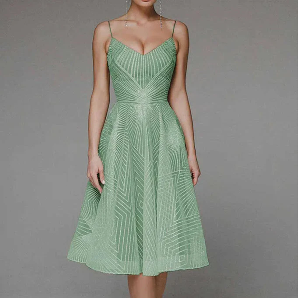 Elegant women's summer dress, flared, lightweight cotton, midi, stylish