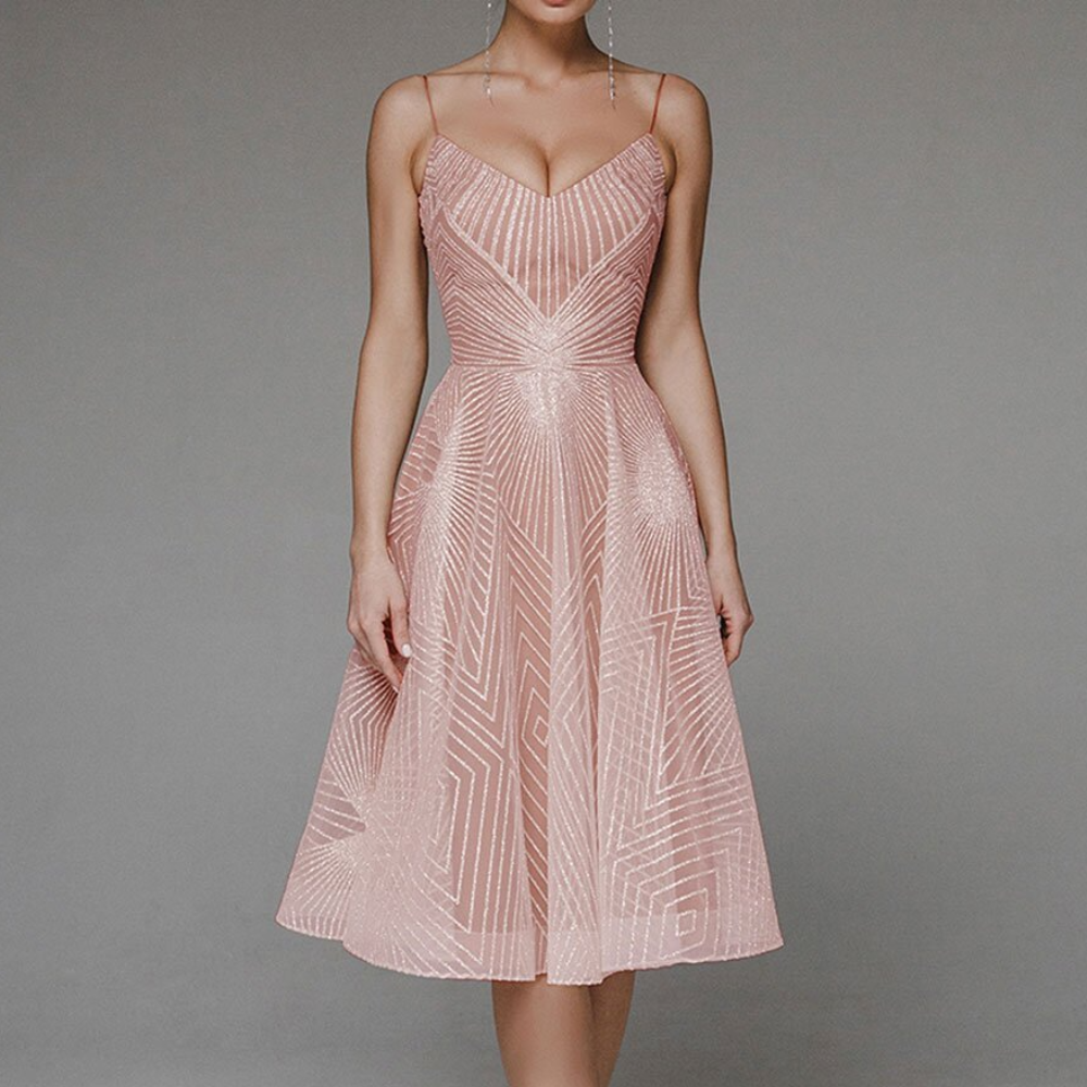 Elegant women's summer dress, flared, lightweight cotton, midi, stylish