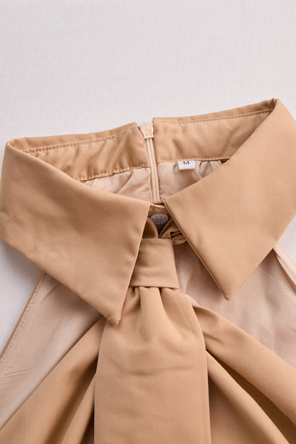 Stylish Sleeveless Halter Blouse with Neck Tie Detail