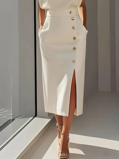 Nina™ | Midi Dress with Side Slit