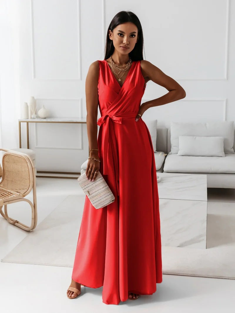 Annabelle | Long Solid Dress for Women with V-Neck