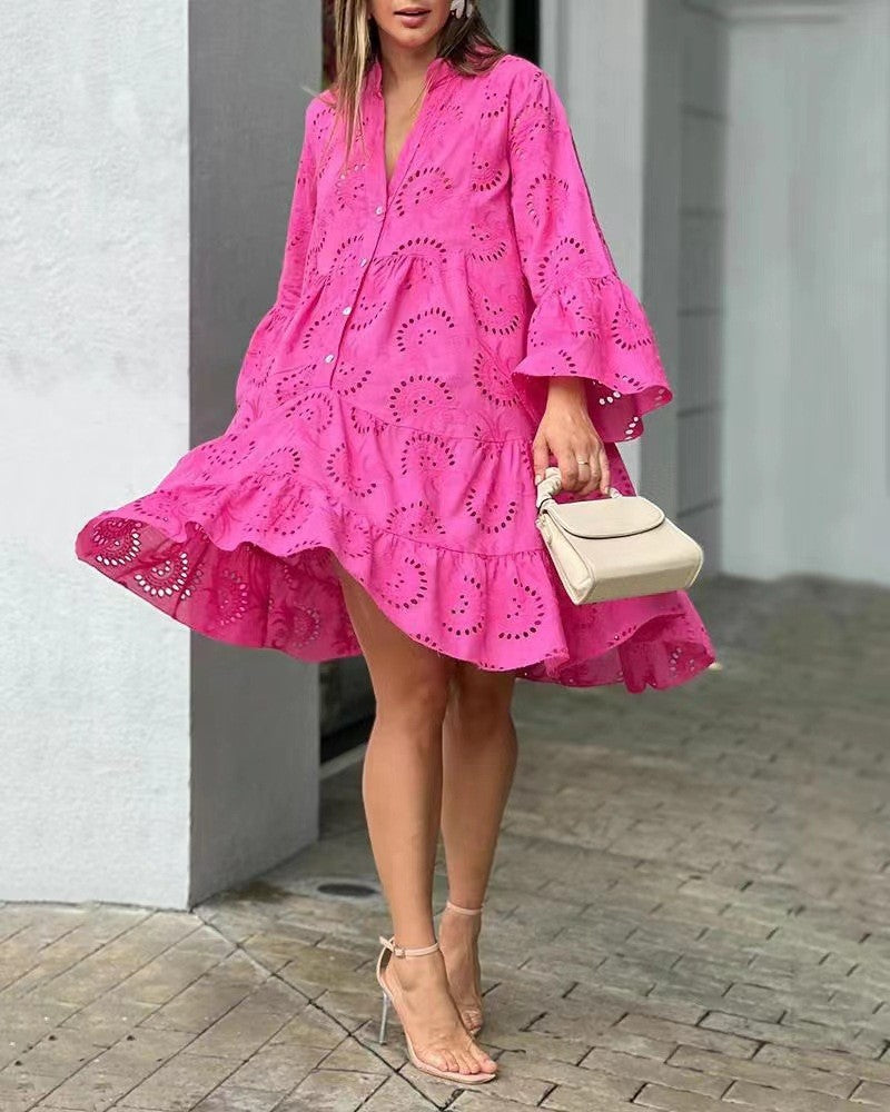 Summer Dress For Women | Mini Long Sleeve Flowing Design