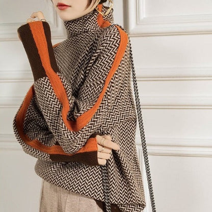 Malou™ | Turtleneck Sweater with Bold Contrasting Stripes