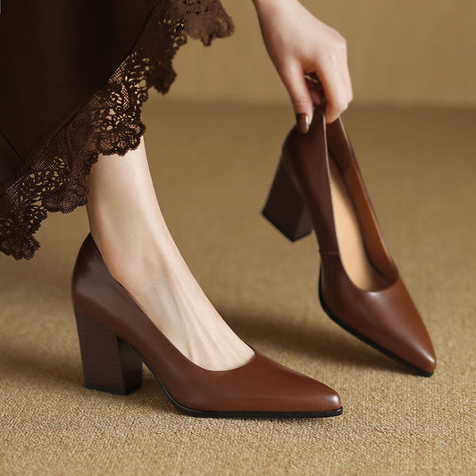 Venetia | Women's Block Heel Pumps Pointed Toe Slip On Work Heels