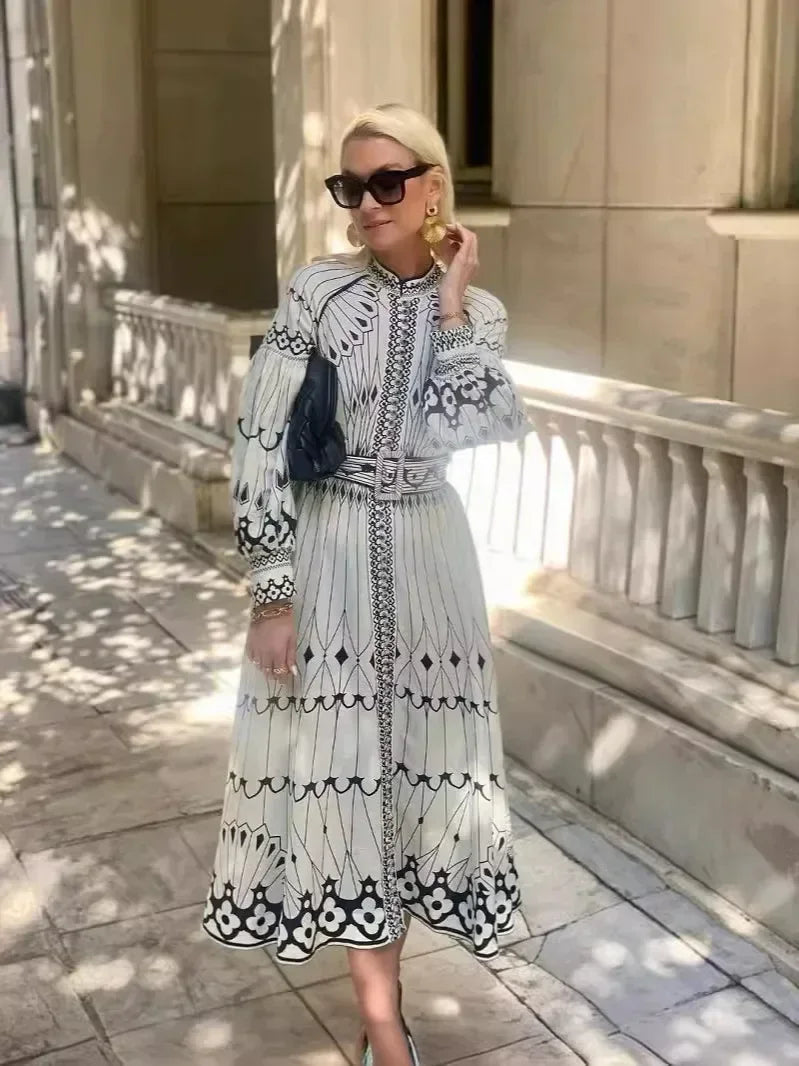 Bliss | Women's A-Line Tummy Control Flowy Printed Dress Cocktail