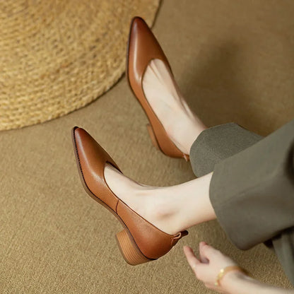 Harriet | Women's Block Heel Pumps Pointed Toe Slip On Work Shoes