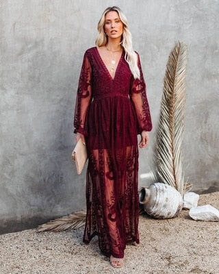 Mariah | Long Lace Dress with Long Sleeves for Women