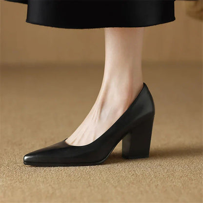 Venetia | Women's Block Heel Pumps Pointed Toe Slip On Work Heels