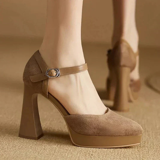 Aurore | Women's Platform Block Heel Pumps Ankle Strap High Heels