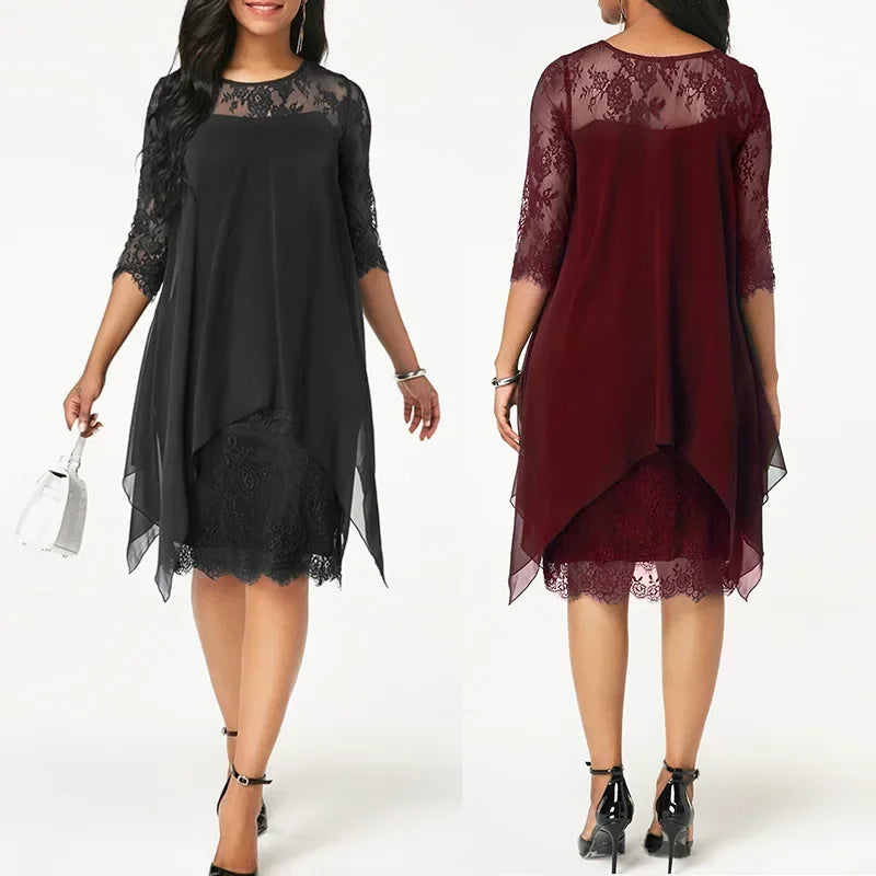 Women's Wedding Guest Dress | Asymmetrical Layered Midi