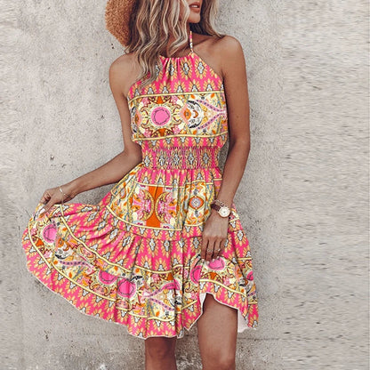 Amber | Women's Halter Lace Flowy Draped Dress
