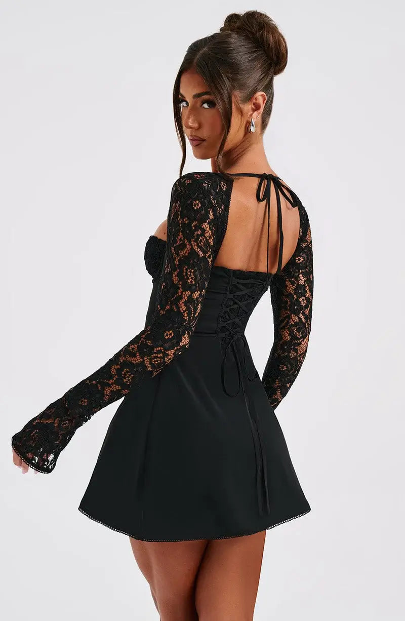 Tasha | Women's Lace Sleeve Bodycon Mini Dress