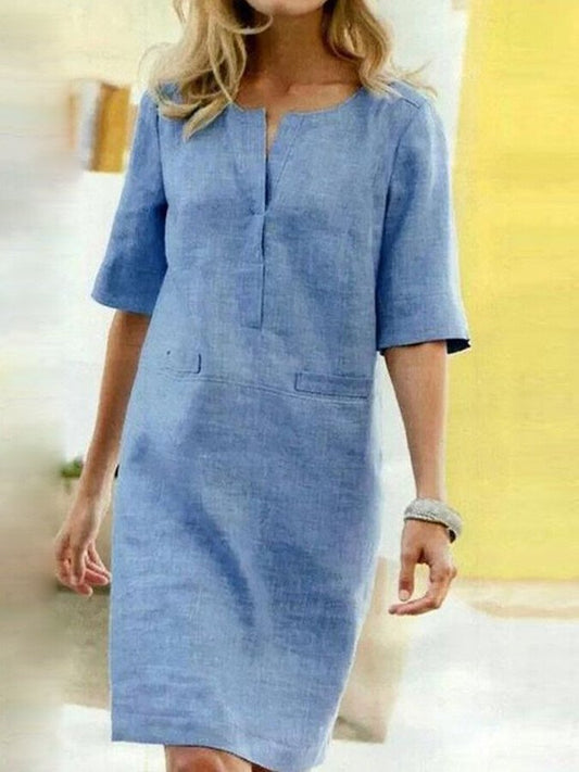 Anaïs - Cotton Blend Dress with Short Sleeves