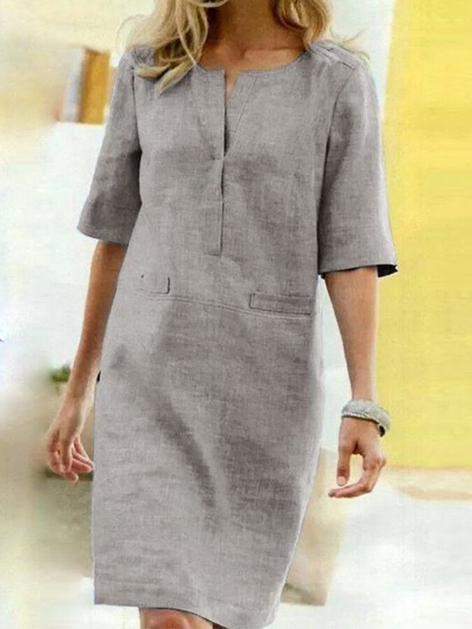 Anaïs - Cotton Blend Dress with Short Sleeves