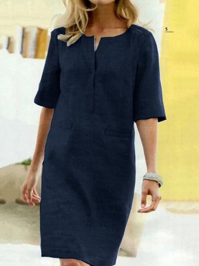 Anaïs - Cotton Blend Dress with Short Sleeves