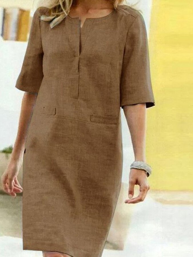 Anaïs - Cotton Blend Dress with Short Sleeves