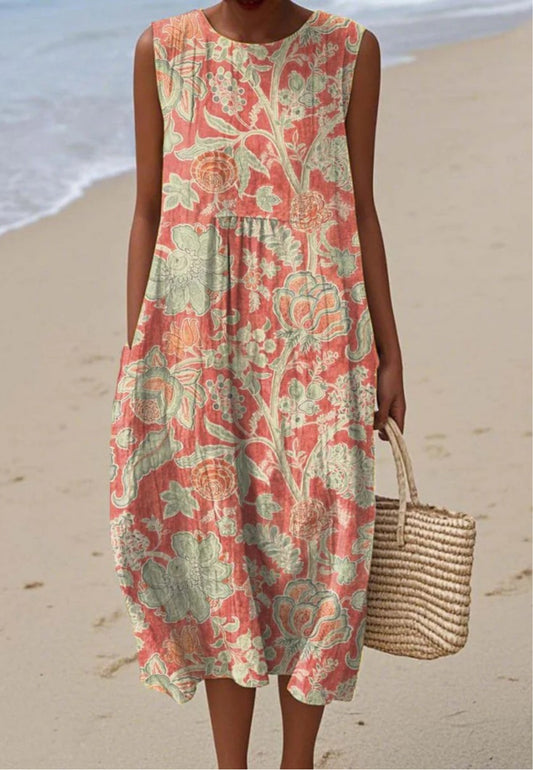 Leva - Vintage Floral Print Dress